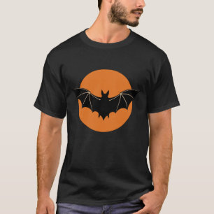 Halloween Bat with Orange Full Moon Clean Vector D T-Shirt