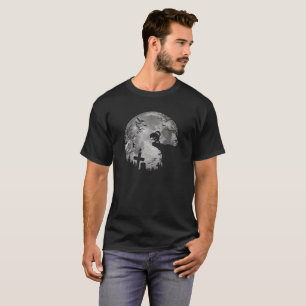 Halloween Bats and Black Wolf Howling Moon T-Shirt