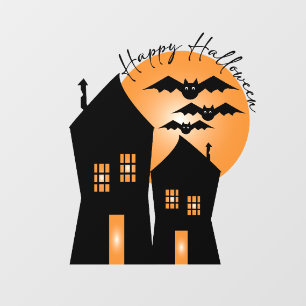 Halloween, Bats and Spooky Houses Window Cling