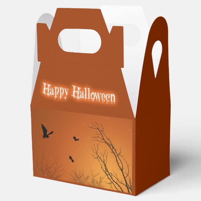 Halloween Bats and Trees Favor Box (Opened)