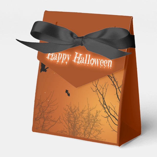 Halloween Bats and Trees Favor Box (Front Side)