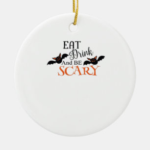 Halloween Bats Be Scary Funny Meme Ceramic Ornament