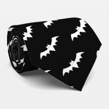 Halloween Bats Black White Pattern Neck Tie