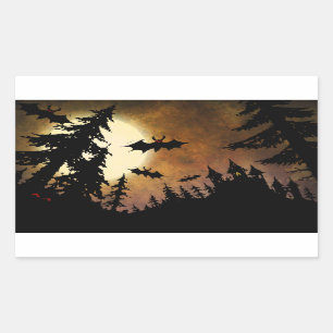 Halloween Bats, Castle and Moon Sticker