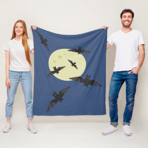 Halloween Bats flying with moon Fleece Blanket