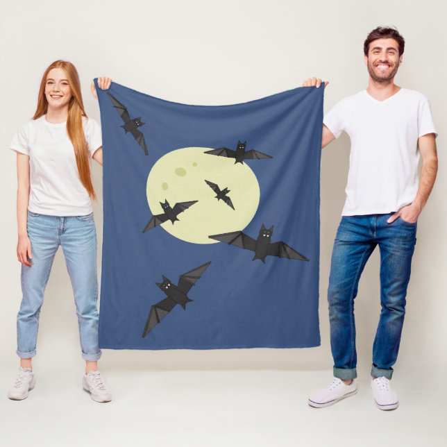 Halloween Bats flying with moon Fleece Blanket (In Situ)