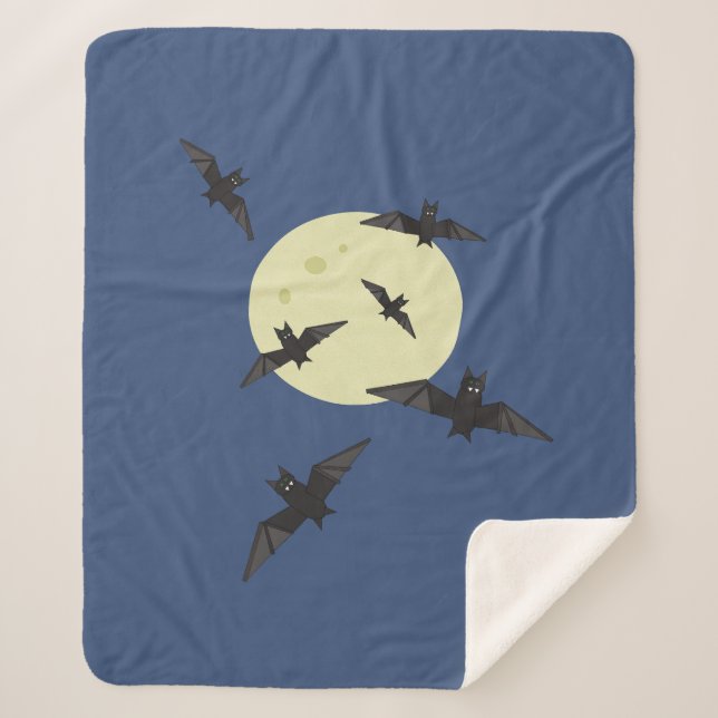 Halloween Bats flying with moon Sherpa Blanket (Front)