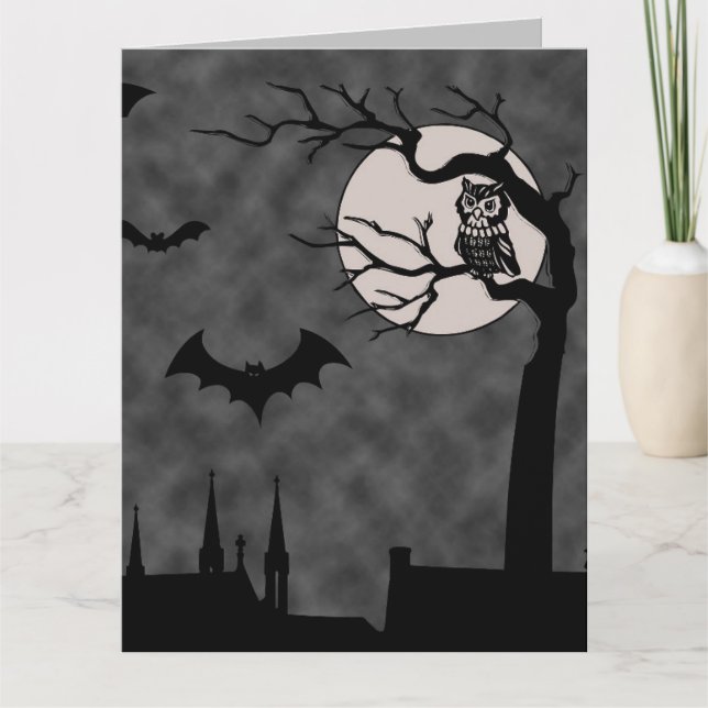 HALLOWEEN BATS GOTHIQUES LUNE CARTE D'ART ÉFFRAYAN (Devant)