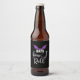 Halloween Bats How I Roll Birthday Beer Bottle Label