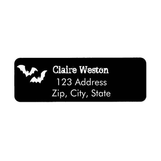 Halloween bats in black and white return address return address label