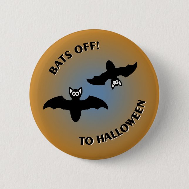 Halloween Bats Orange Blue 2 Inch Round Button (Front)