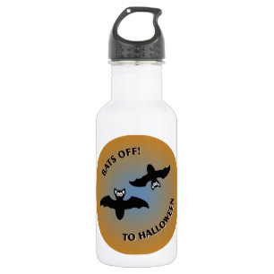 Halloween Bats Orange Blue 532 Ml Water Bottle