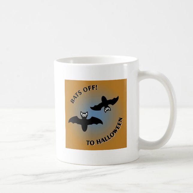 Halloween Bats Orange Blue Coffee Mug (Right)