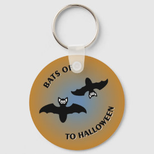 Halloween Bats Orange Blue Keychain