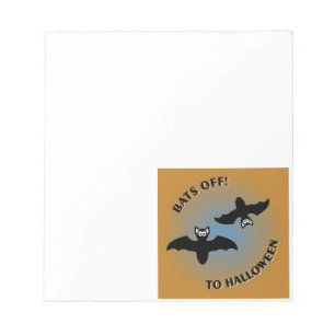 Halloween Bats Orange Blue Notepad