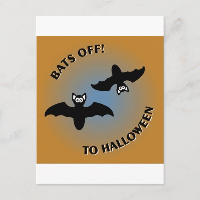 Halloween Bats Orange Blue Postcard (Front)