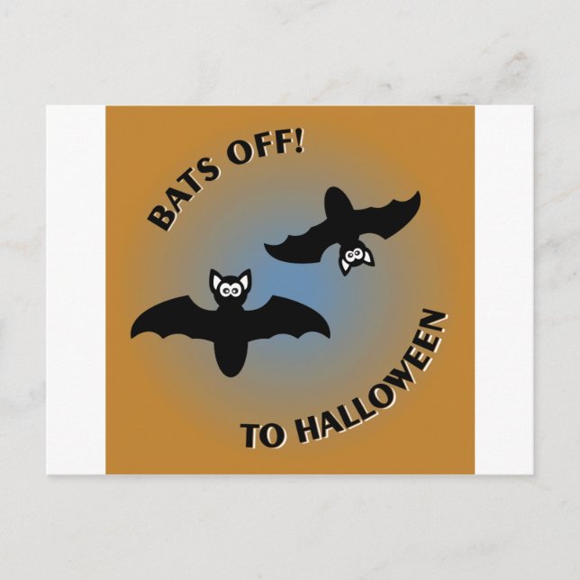 Halloween Bats Orange Blue Postcard (Front)