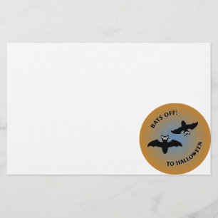Halloween Bats Orange Blue Stationery
