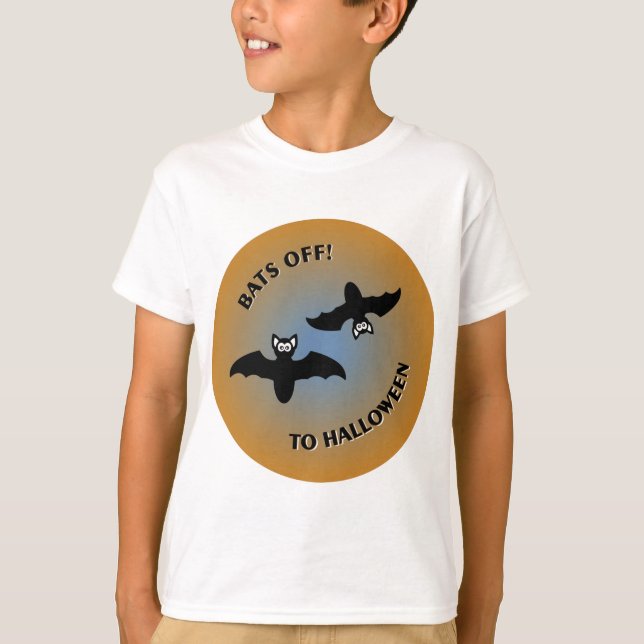 Halloween Bats Orange Blue T-Shirt (Front)