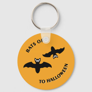 Halloween Bats Orange Keychain