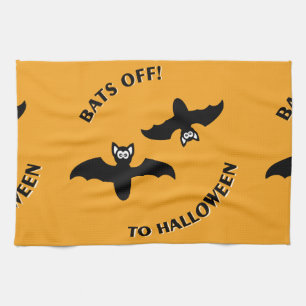 Halloween Bats Orange Kitchen Towel