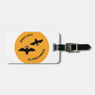 Halloween Bats Orange Luggage Tag