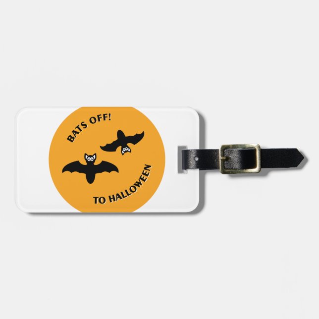 Halloween Bats Orange Luggage Tag (Front Horizontal)