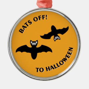Halloween Bats Orange Metal Ornament