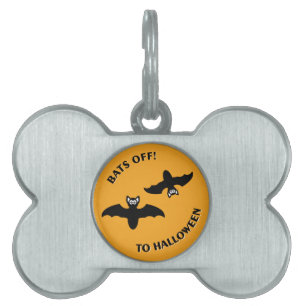 Halloween Bats Orange Pet Tag