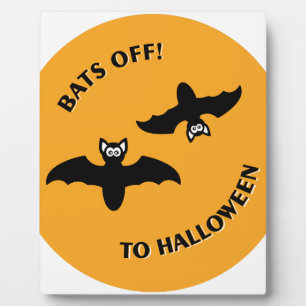 Halloween Bats Orange Plaque