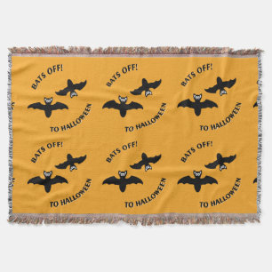 Halloween Bats Orange Throw Blanket