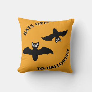 Halloween Bats Orange Throw Pillow