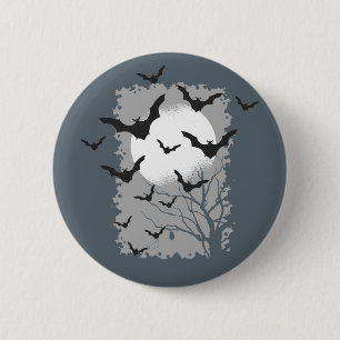 Halloween Bats Silhouette Black Flying Vampires 2 Inch Round Button