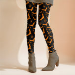 Halloween Bats Spiders Spooky Cute Orange Black Leggings<br><div class="desc">This fun Halloween design uses a random pattern of simple orange bats and spiders on a classic black background that can be customized to what ever colour you would like. This fun design has a retro vibe and can be paired with any top throughout the fall and spooky season! Mix...</div>