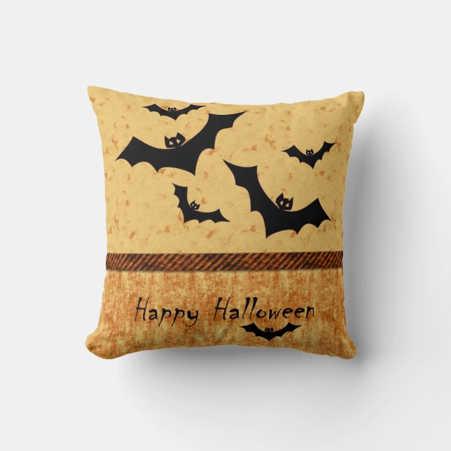 Halloween Bats Throw Pillow (Front)