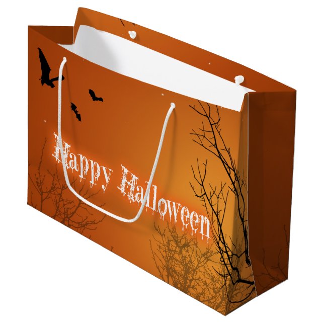 Halloween Bats & Trees - Large Gift Bag (Front Angled)