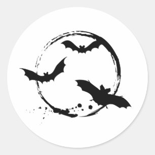 Halloween bats with moon classic round sticker