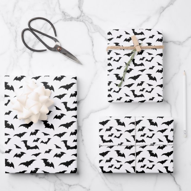 Halloween Bats Wrapping Paper Sheets (Front)