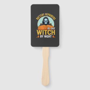 Halloween Battery Repairer Witch By Night Design Hand Fan