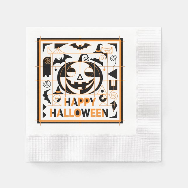 Halloween Bauhaus Pumpkin Napkin (Front)