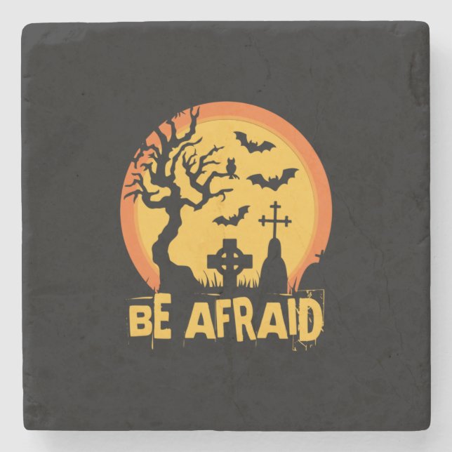 Halloween Be Afraid Halloween Birthday Stone Coaster (Front)