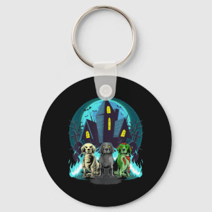 Halloween Beagles Zombie Skeleton Black Beagle Dog Keychain