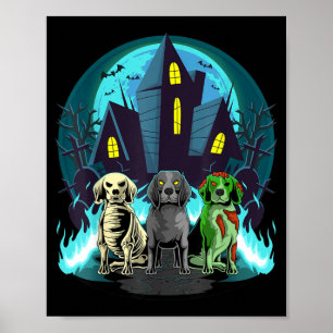 Halloween Beagles Zombie Skeleton Black Beagle Dog Poster