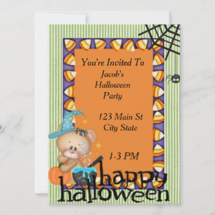 Halloween Bear and Candy Invitation