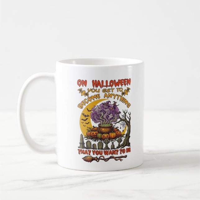 Halloween Become Anything Cauldron Cat Ghost Pumpk Coffee Mug (Left)