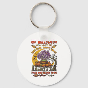 Halloween Become Anything Cauldron Cat Ghost Pumpk Keychain