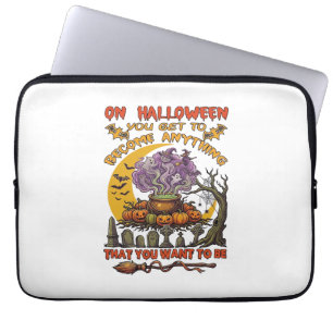 Halloween Become Anything Cauldron Cat Ghost Pumpk Laptop Sleeve