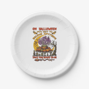 Halloween Become Anything Cauldron Cat Ghost Pumpk Paper Plate