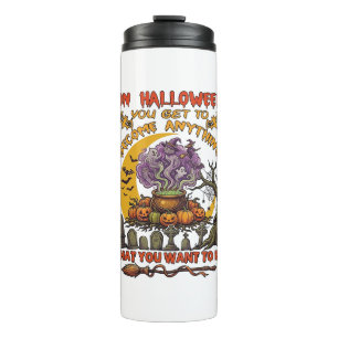Halloween Become Anything Cauldron Cat Ghost Pumpk Thermal Tumbler