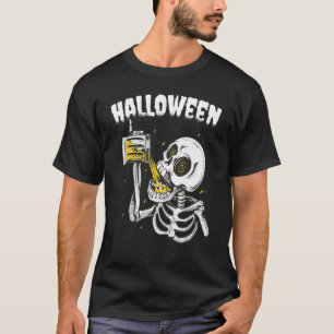 Halloween Beer Drinking Skeleton T-Shirt